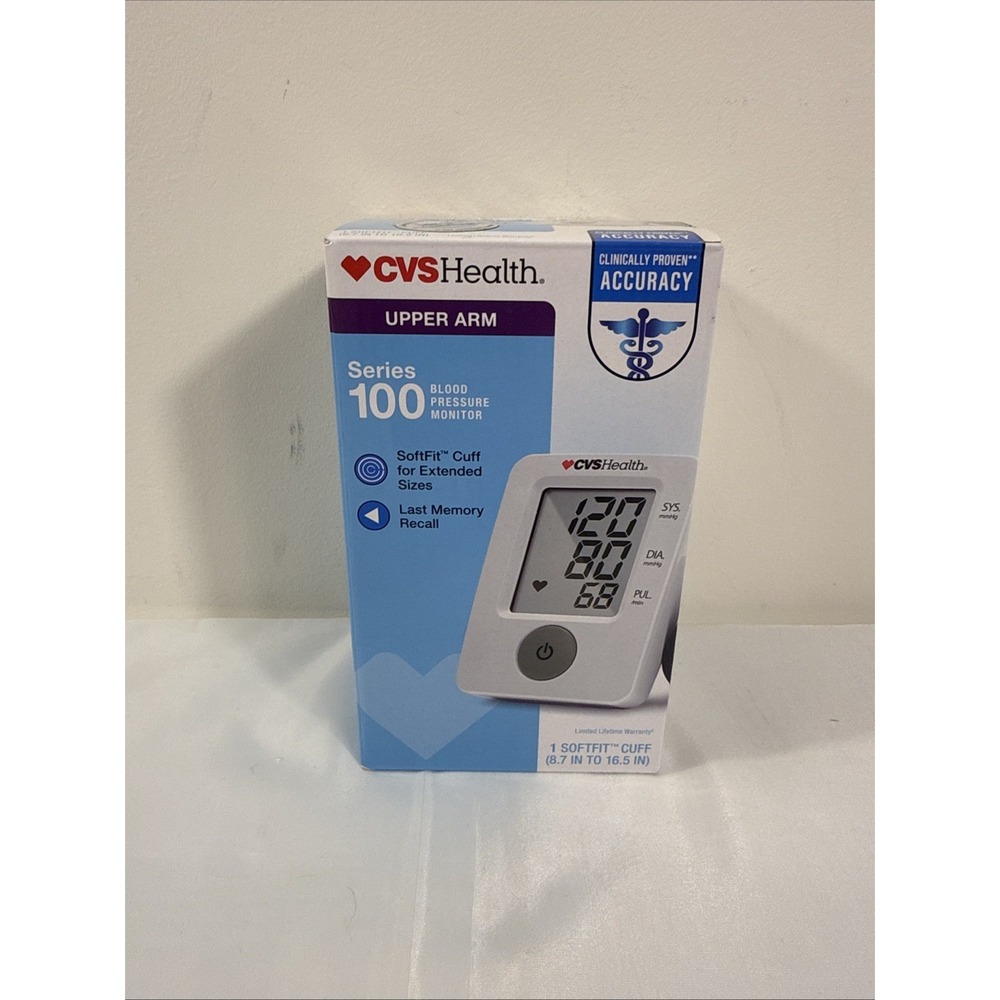CVS Health Series 100 Upper Arm Digital Blood Pressure Monitor Soft Fit Cuff
